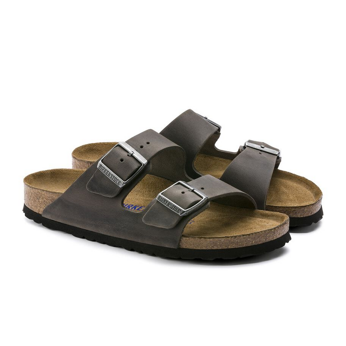 Birkenstock Arizona Soft Footbed Slide Sandal (Unisex) - Iron Oiled Leather Sandal - Slide - The Heel Shoe Fitters