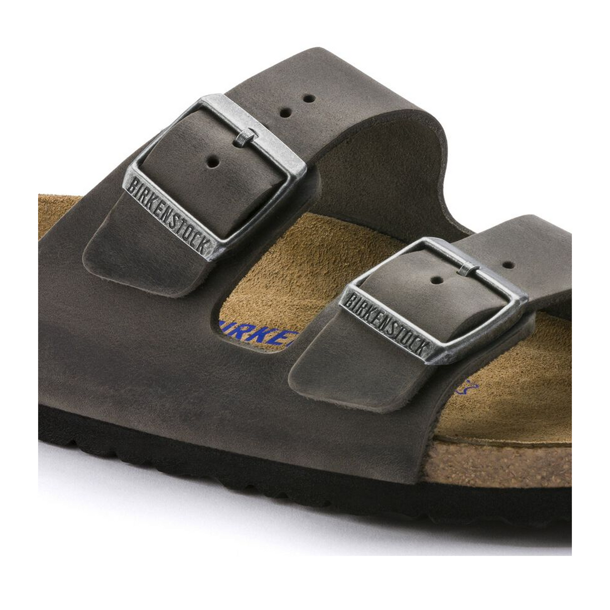 Birkenstock Arizona Soft Footbed Slide Sandal (Unisex) - Iron Oiled Leather Sandal - Slide - The Heel Shoe Fitters