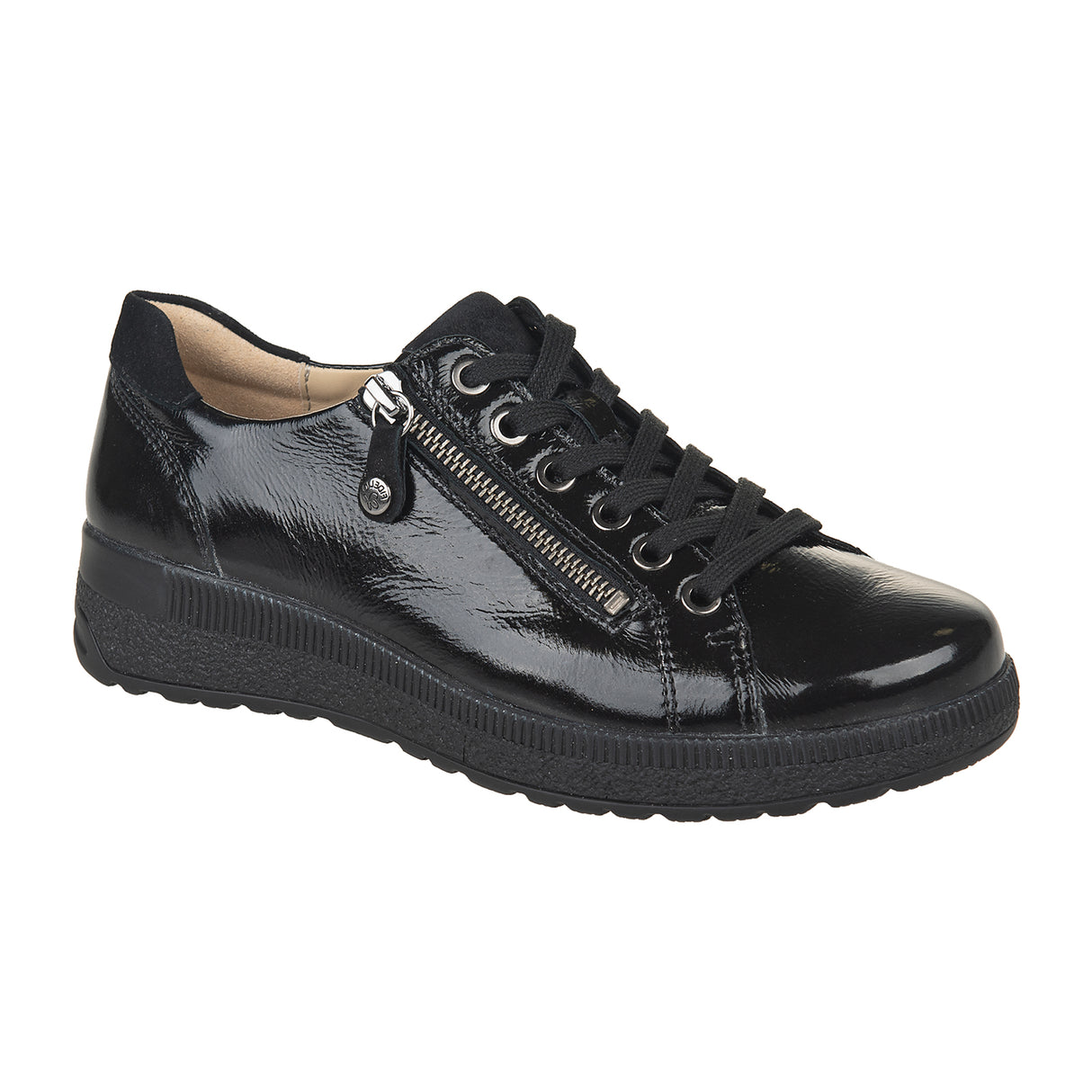 Fidelio Tuva Sneaker (Women) - Black Patent Athletic - Casual - Lace Up - The Heel Shoe Fitters
