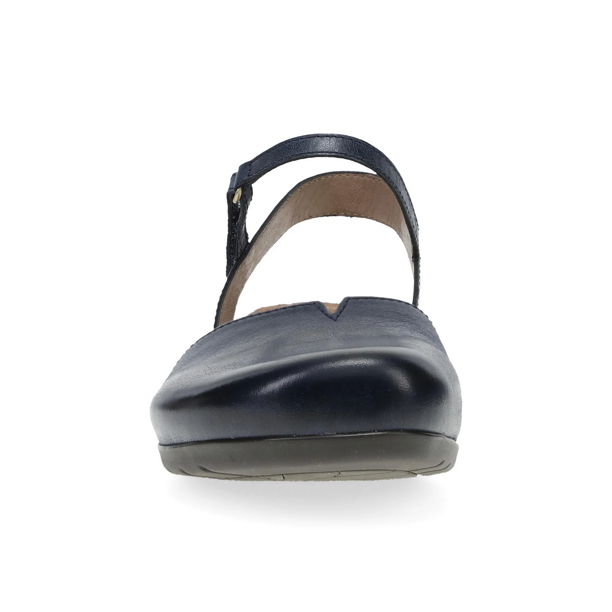 Dansko Rowan Backstrap Sandal (Women) - Navy Waxy Burnished Dress-Casual - Flat - The Heel Shoe Fitters