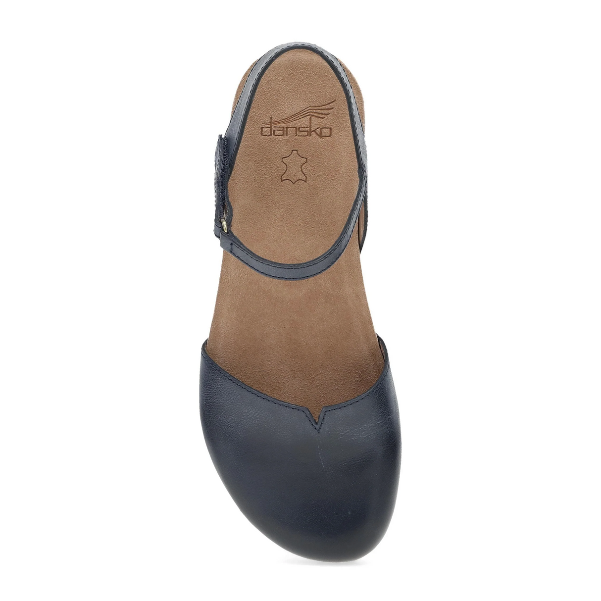 Dansko Rowan Backstrap Sandal (Women) - Navy Waxy Burnished Dress-Casual - Flat - The Heel Shoe Fitters