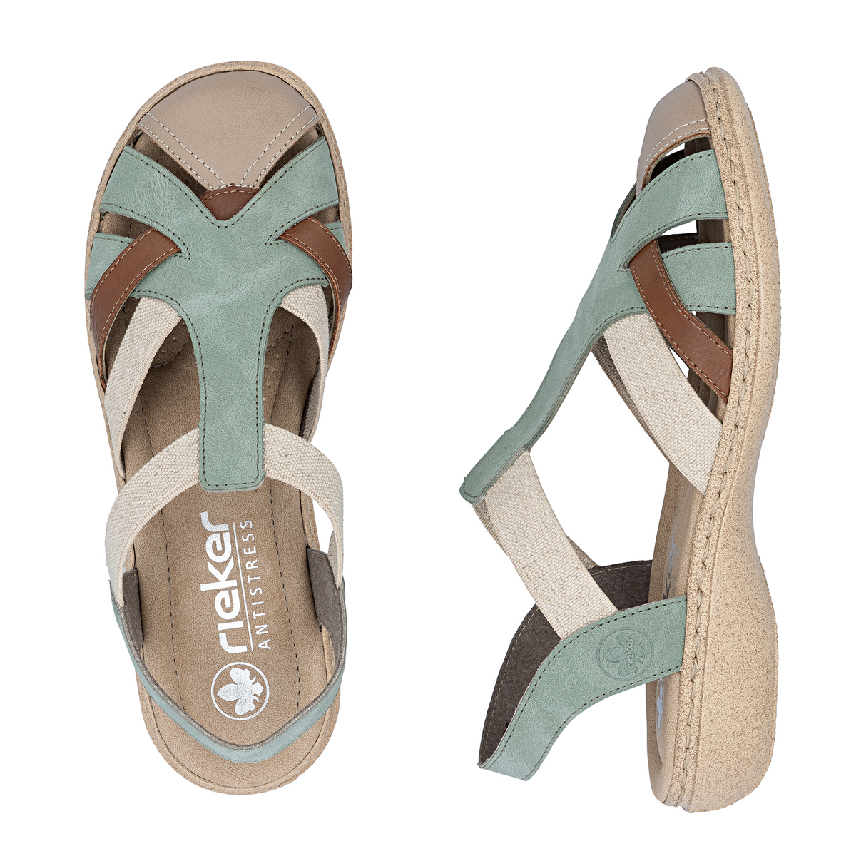 Rieker Regina 52 Backstrap Sandal (Women) - Beige/Cayenne/Mint Sandal - Backstrap - The Heel Shoe Fitters