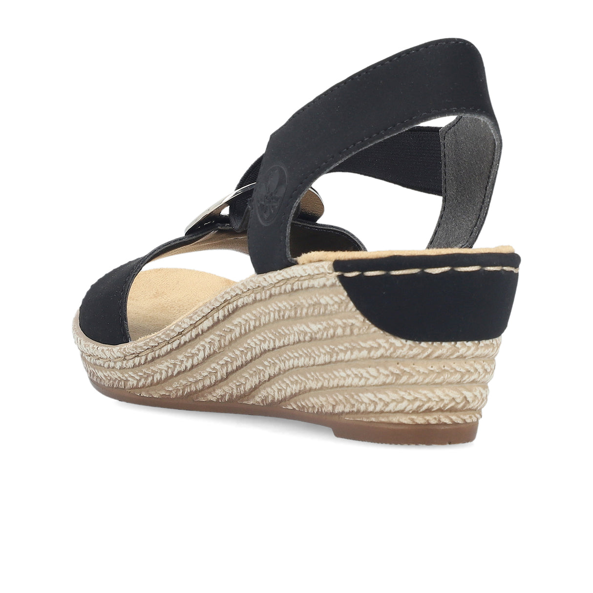 Rieker Fanni 624H6-00 Wedge Sandal (Women) - (Women) - Black Sandal - Heel/Wedge - The Heel Shoe Fitters