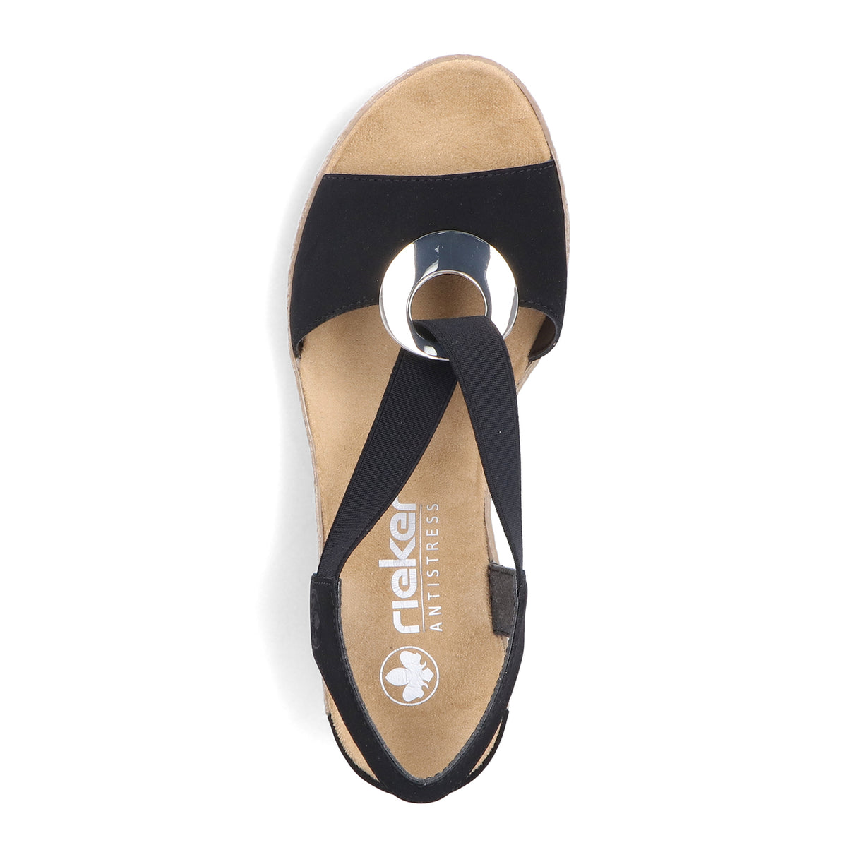 Rieker Fanni 624H6-00 Wedge Sandal (Women) - (Women) - Black Sandal - Heel/Wedge - The Heel Shoe Fitters