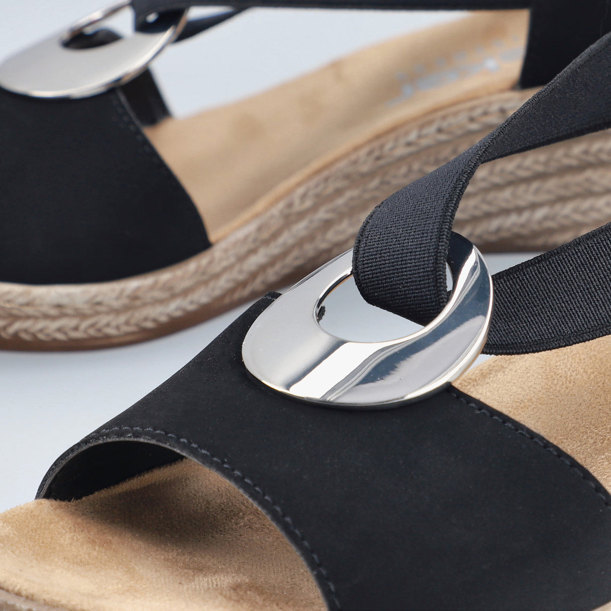 Rieker Fanni 624H6-00 Wedge Sandal (Women) - (Women) - Black Sandal - Heel/Wedge - The Heel Shoe Fitters