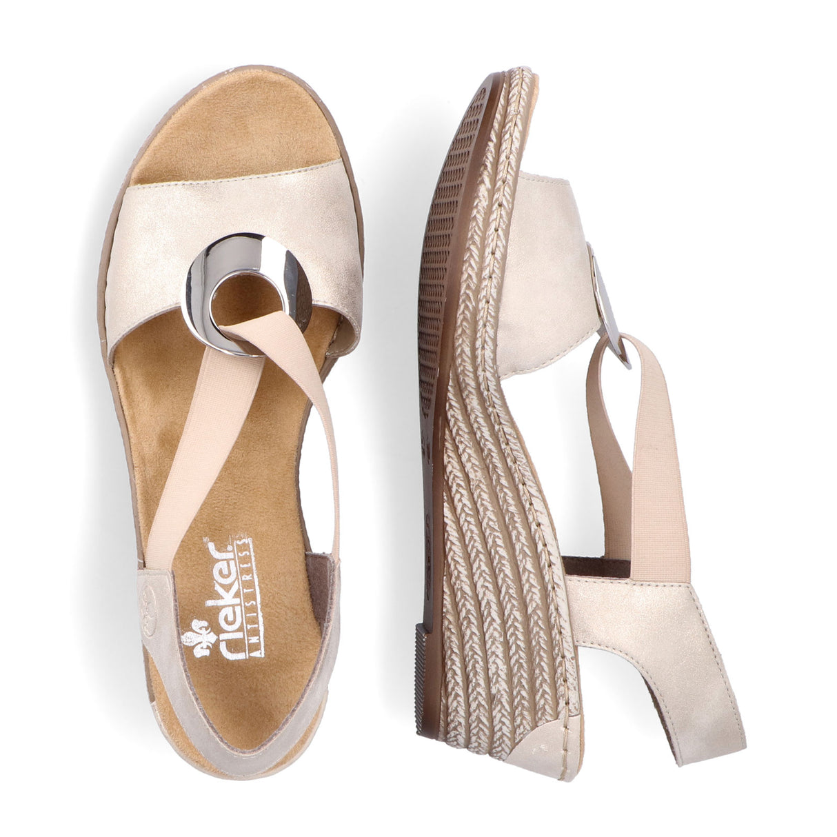 Rieker Fanni 624H6-60 Wedge Sandal (Women) - Muschel Sandal - Heel/Wedge - The Heel Shoe Fitters