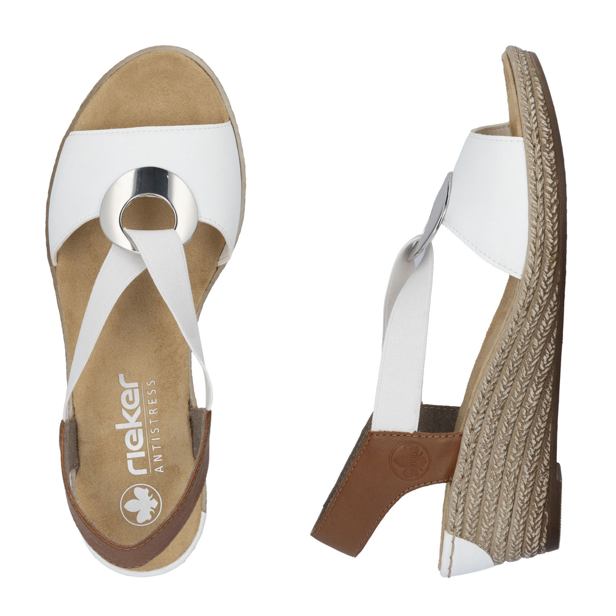 Rieker Fanni 624H6-81 Wedge Sandal (Women) - Weiss/Cayenne Sandal - Heel/Wedge - The Heel Shoe Fitters