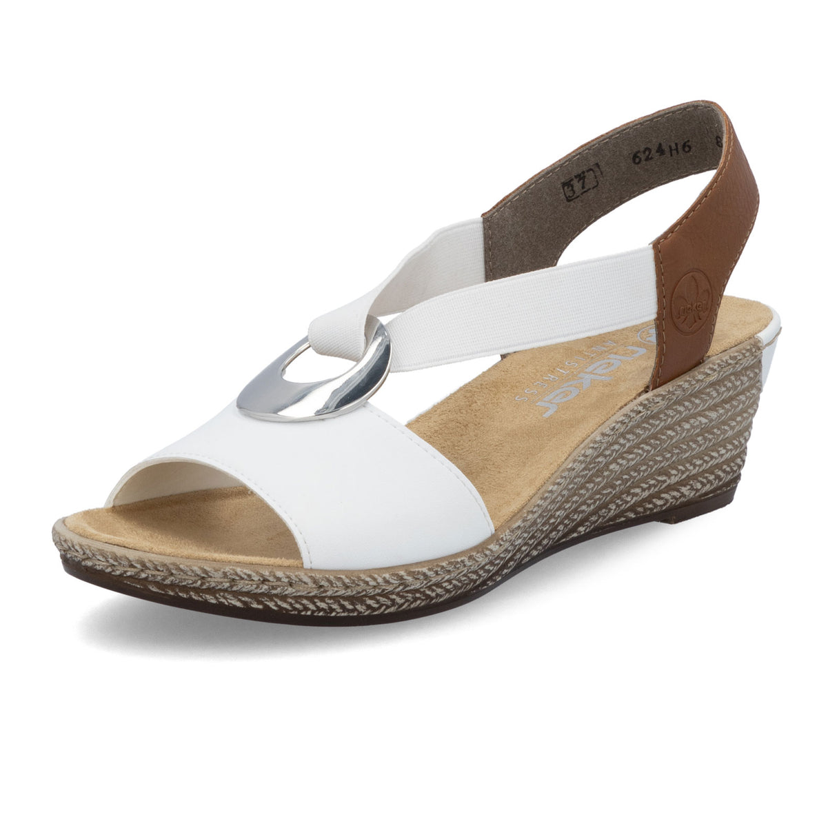 Rieker Fanni 624H6-81 Wedge Sandal (Women) - Weiss/Cayenne Sandal - Heel/Wedge - The Heel Shoe Fitters