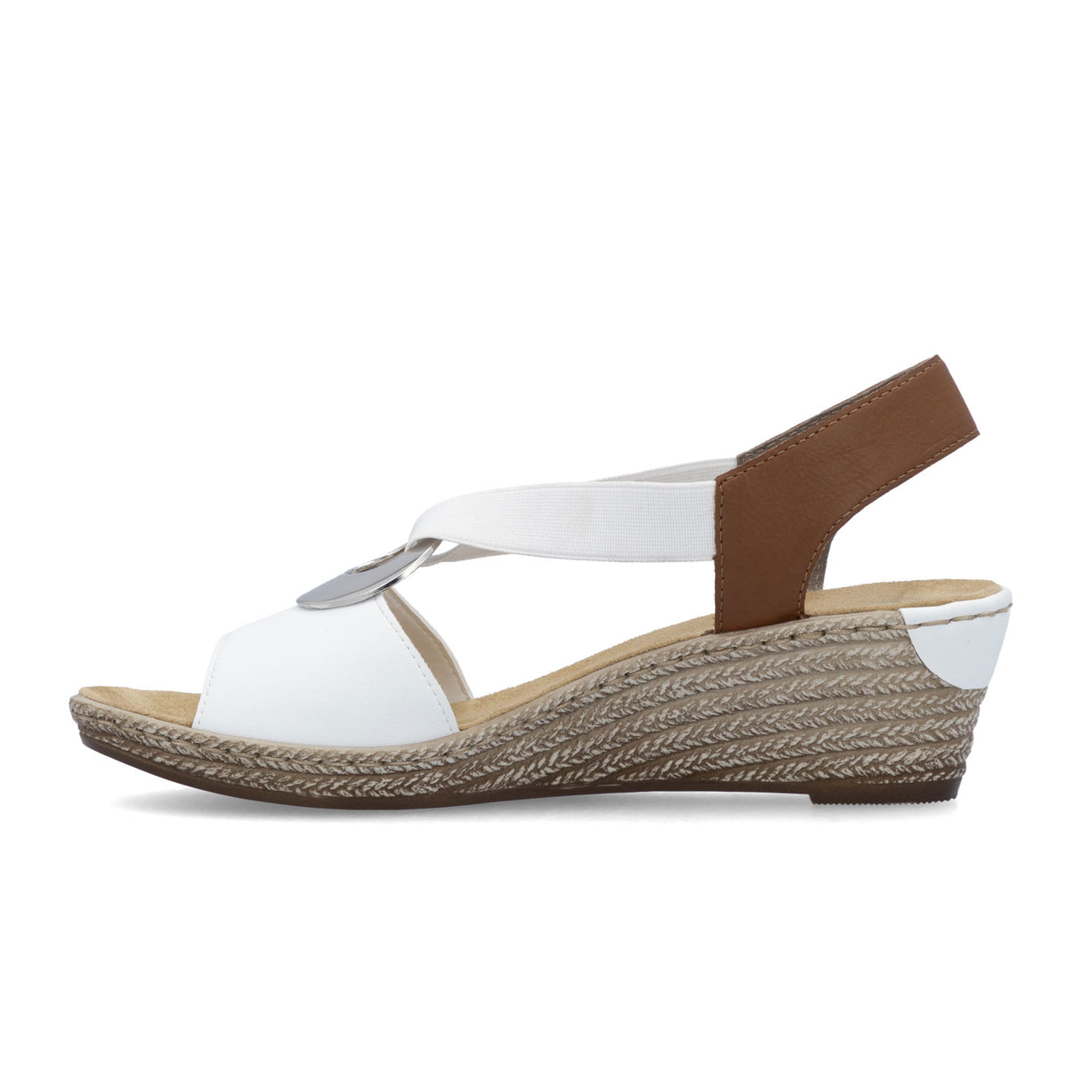 Rieker Fanni 624H6-81 Wedge Sandal (Women) - Weiss/Cayenne Sandal - Heel/Wedge - The Heel Shoe Fitters