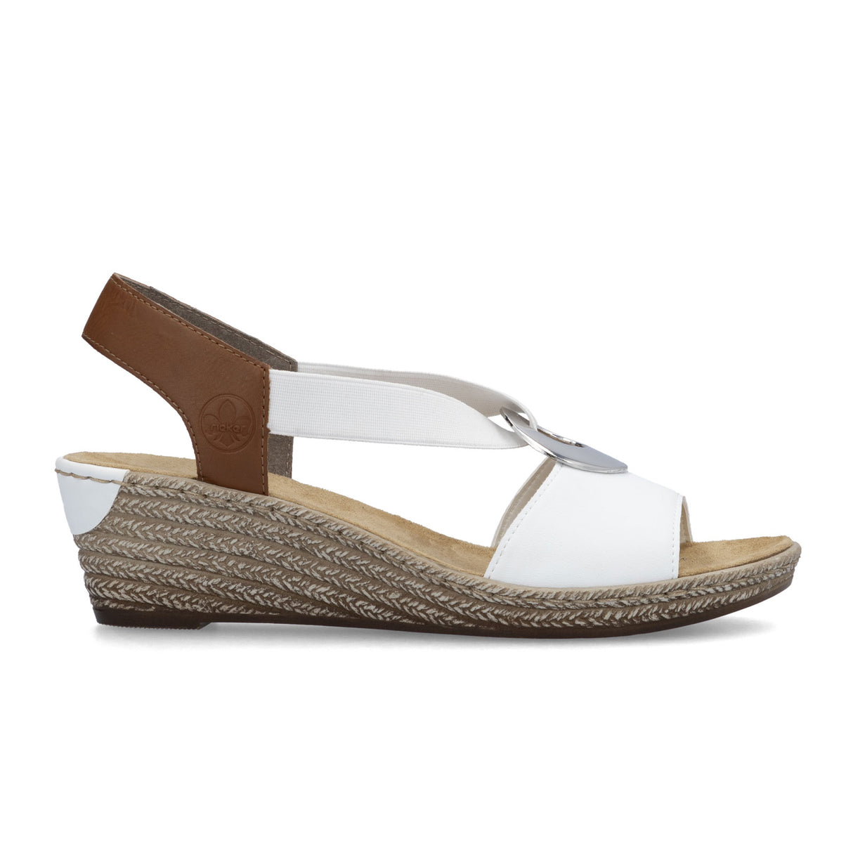 Rieker Fanni 624H6-81 Wedge Sandal (Women) - Weiss/Cayenne Sandal - Heel/Wedge - The Heel Shoe Fitters