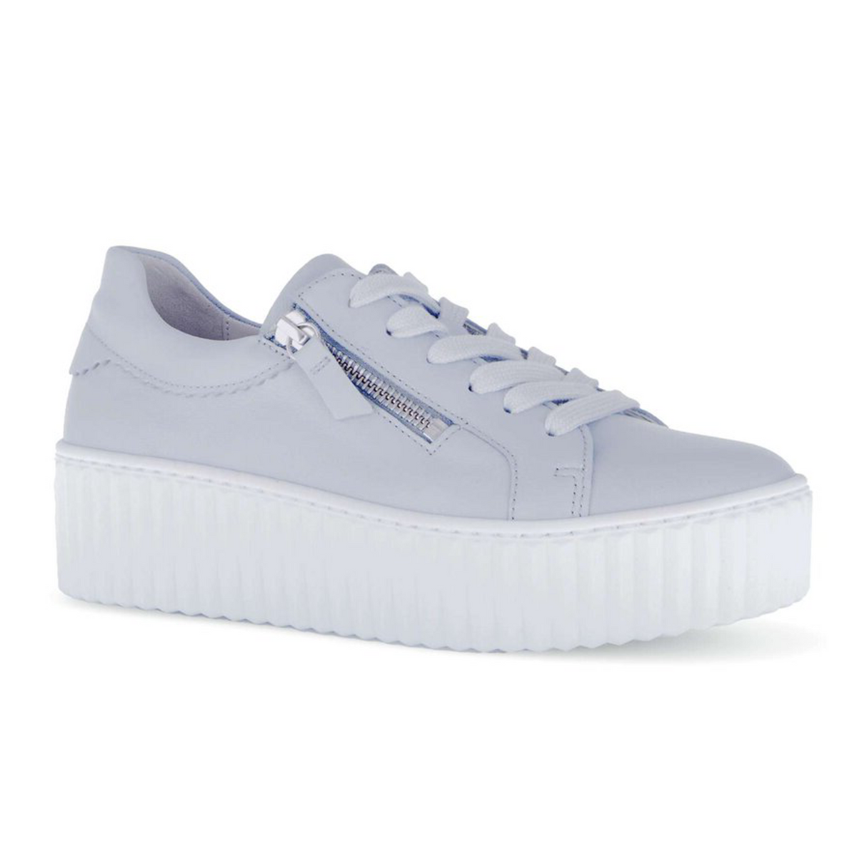 Gabor 200 Double Zip Platform Sneaker (Women) - Caspian Nappa/Sky Athletic - Casual - Lace Up - The Heel Shoe Fitters