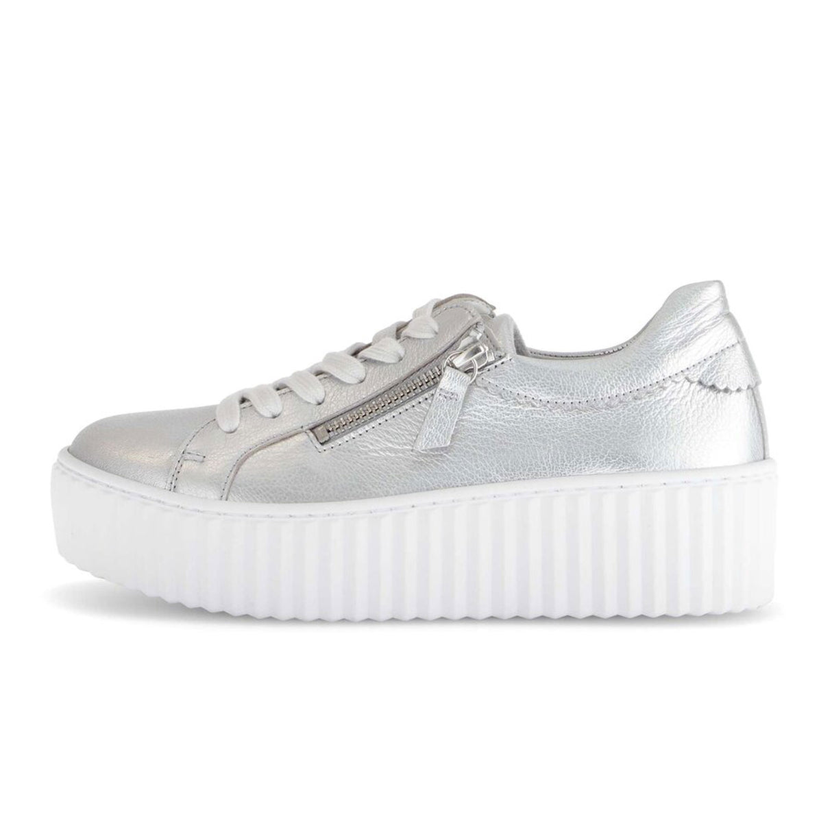 Gabor 200 Double Zip Platform Sneaker (Women) - Metal Cervo/Silber Athletic - Casual - Lace Up - The Heel Shoe Fitters