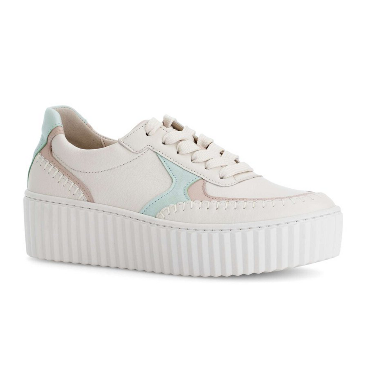 Gabor 204 Platform Stitch Sneaker (Women) - Nappa Nava/Caspian/Panna Athletic - Casual - Lace Up - The Heel Shoe Fitters