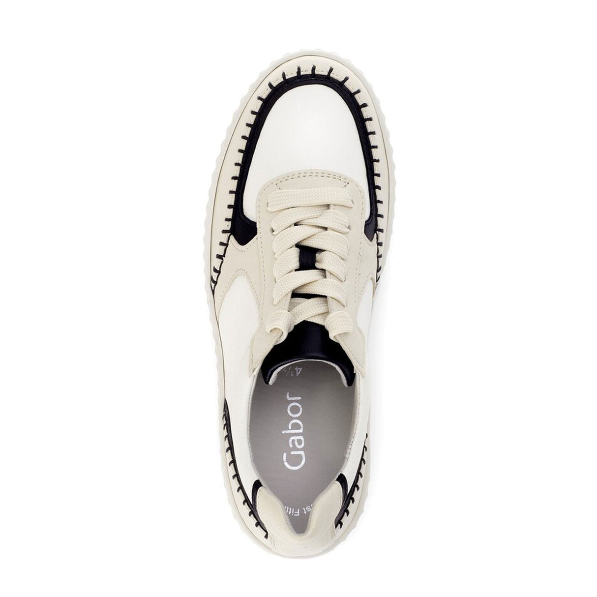 Gabor 204 Platform Stitch Sneaker (Women) - Nappa Nava/Panna/Schwarz Athletic - Casual - Lace Up - The Heel Shoe Fitters