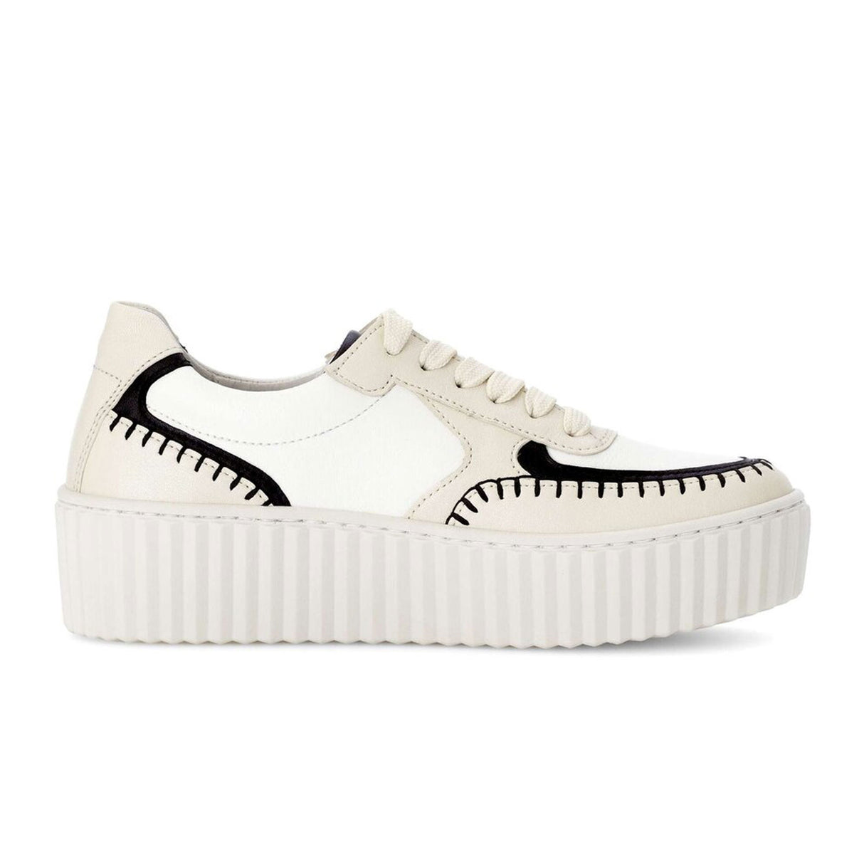 Gabor 204 Platform Stitch Sneaker (Women) - Nappa Nava/Panna/Schwarz Athletic - Casual - Lace Up - The Heel Shoe Fitters