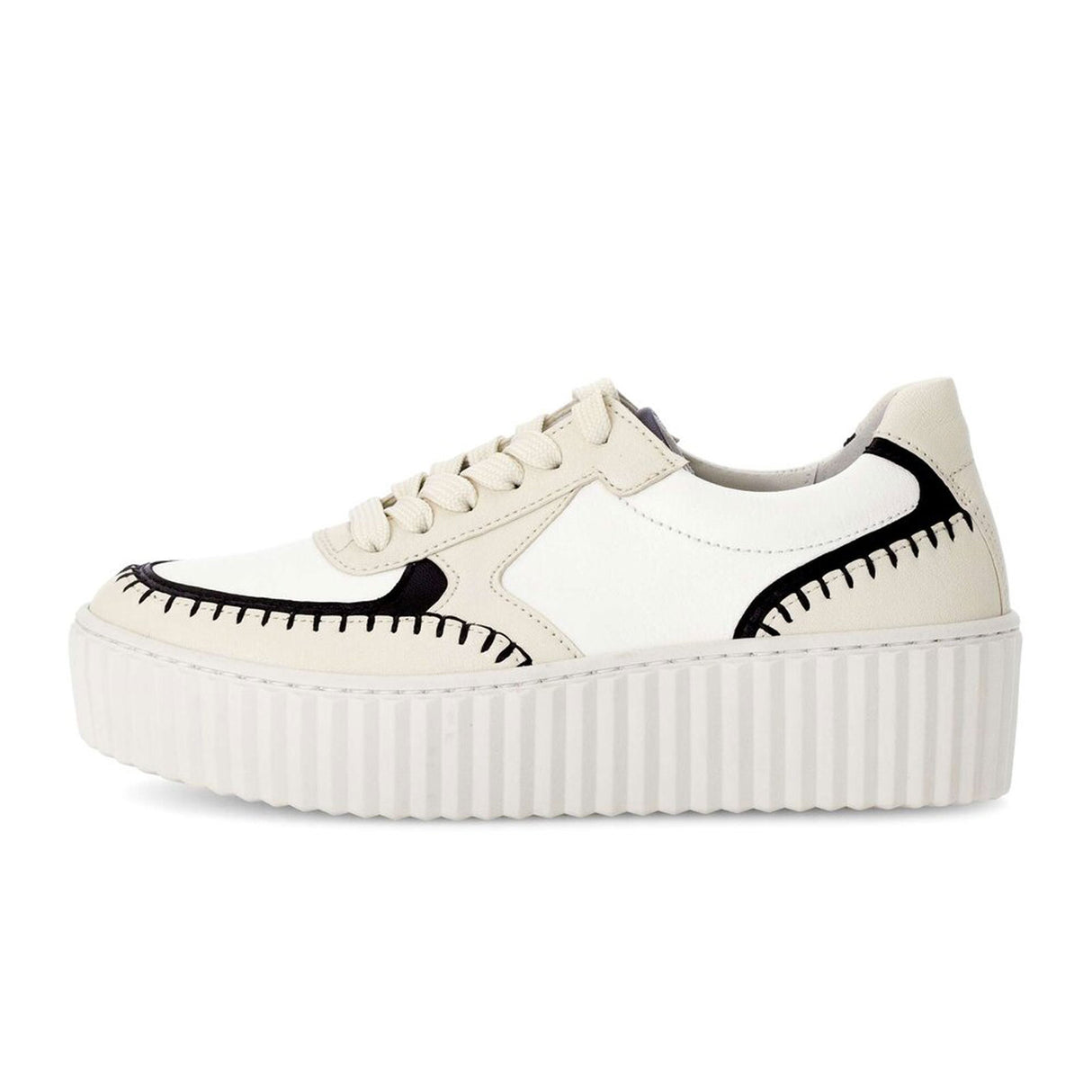 Gabor 204 Platform Stitch Sneaker (Women) - Nappa Nava/Panna/Schwarz Athletic - Casual - Lace Up - The Heel Shoe Fitters