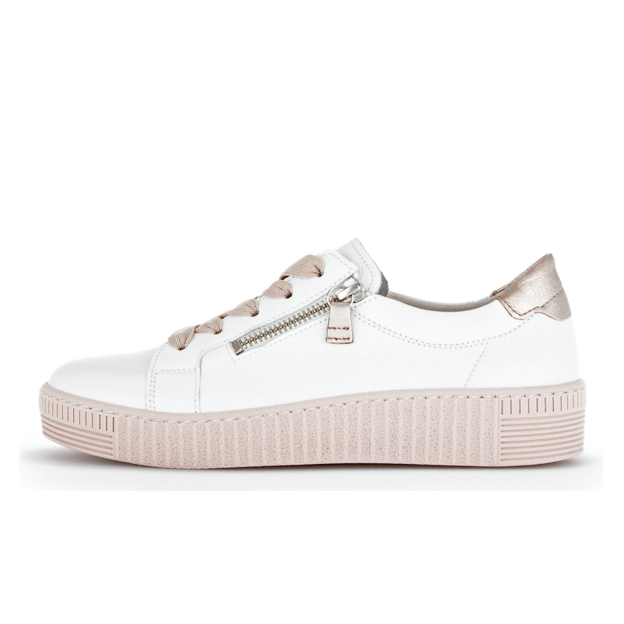 Gabor 334 Double Zip Sneaker (Women) - Cervo/Metallic Weiss Athletic - Casual - Lace Up - The Heel Shoe Fitters