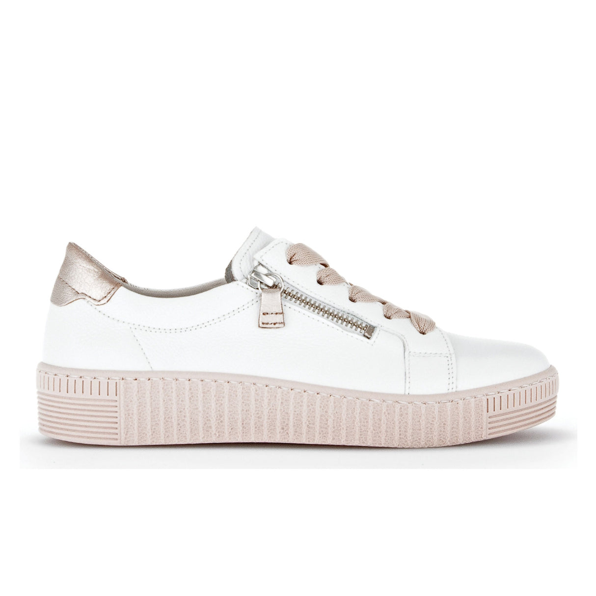 Gabor 334 Double Zip Sneaker (Women) - Cervo/Metallic Weiss Athletic - Casual - Lace Up - The Heel Shoe Fitters