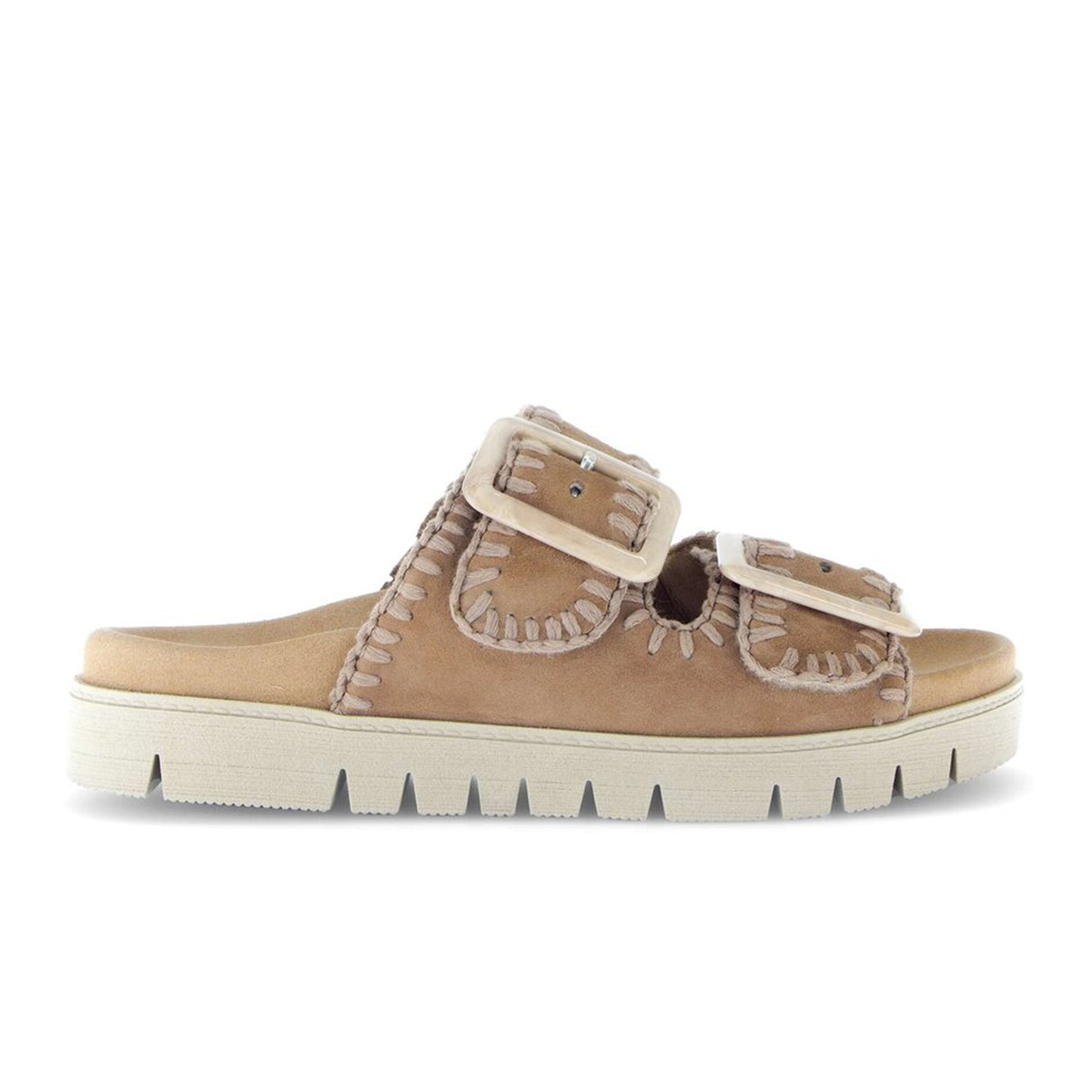 Gabor 741 Stitch Slide Sandal (Women) - Samtchevreau/Walnut Sandal - Slide - The Heel Shoe Fitters