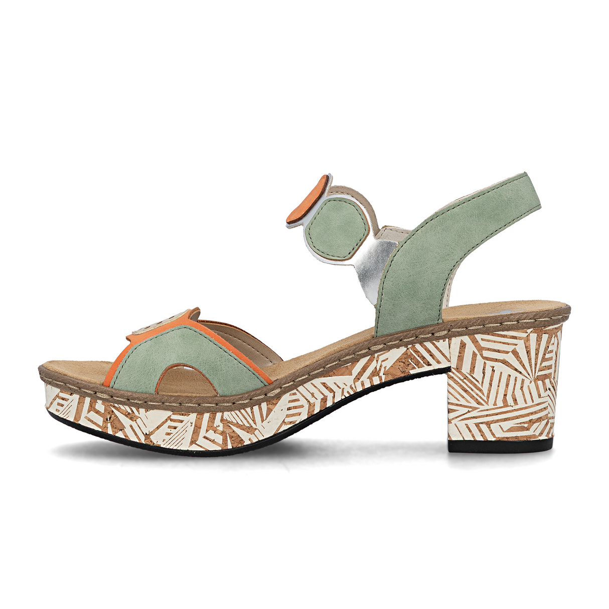 Rieker Fanni 76 Wedge Sandal (Women) - Pumpkin/Peppermint/Ginger Sandal - Heel/Wedge - The Heel Shoe Fitters
