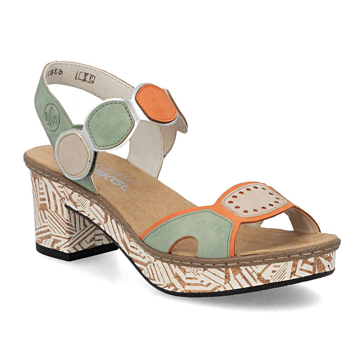 Rieker Fanni 76 Wedge Sandal (Women) - Pumpkin/Peppermint/Ginger Sandal - Heel/Wedge - The Heel Shoe Fitters