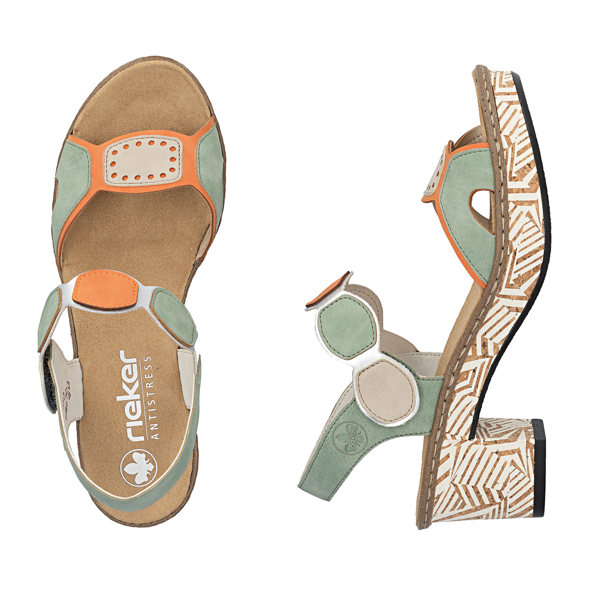 Rieker Fanni 76 Wedge Sandal (Women) - Pumpkin/Peppermint/Ginger Sandal - Heel/Wedge - The Heel Shoe Fitters
