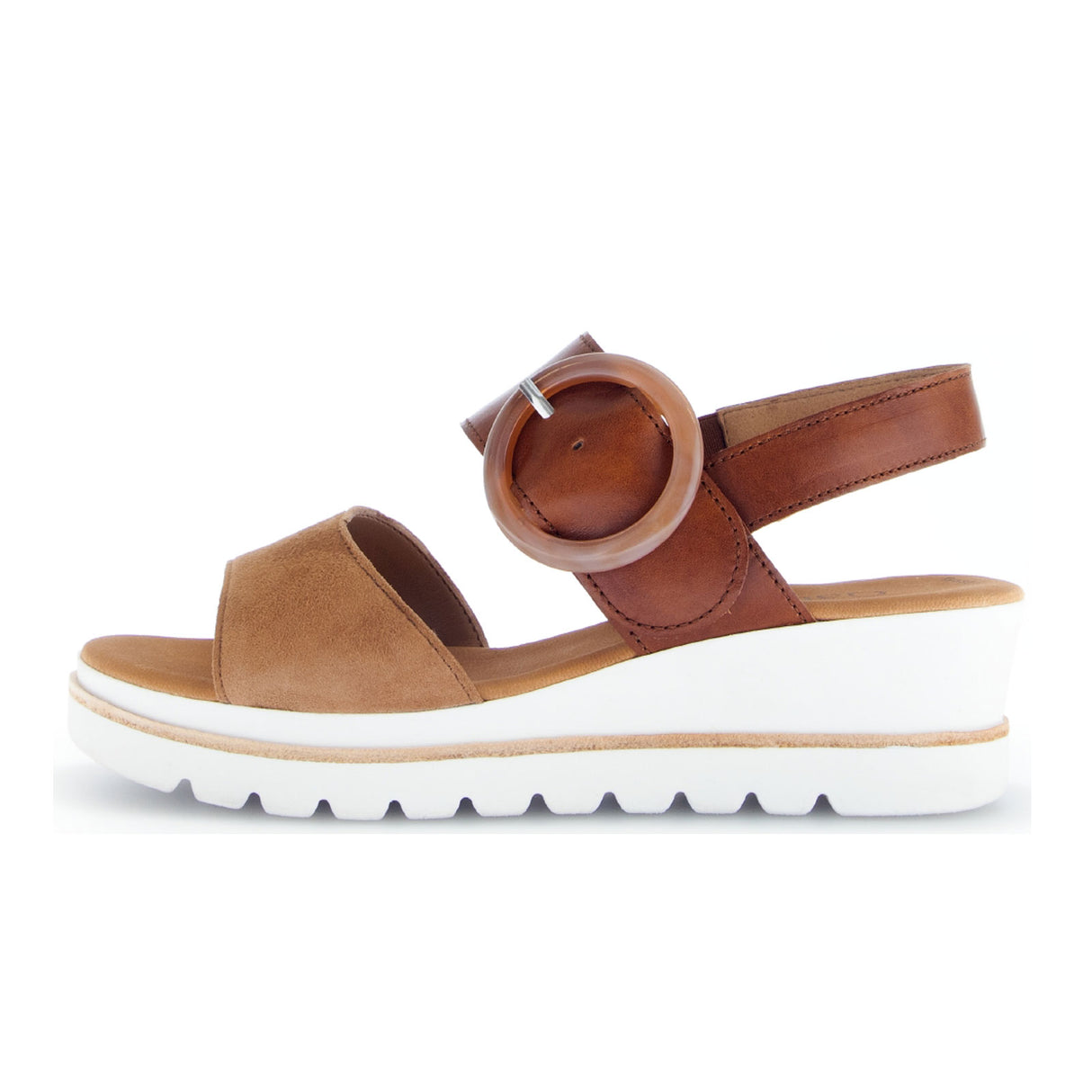 Gabor 645 Platform Wedge Sandal (Women) - Samtchevreau/Cuoio/Walnut Sandal - Heel/Wedge - The Heel Shoe Fitters