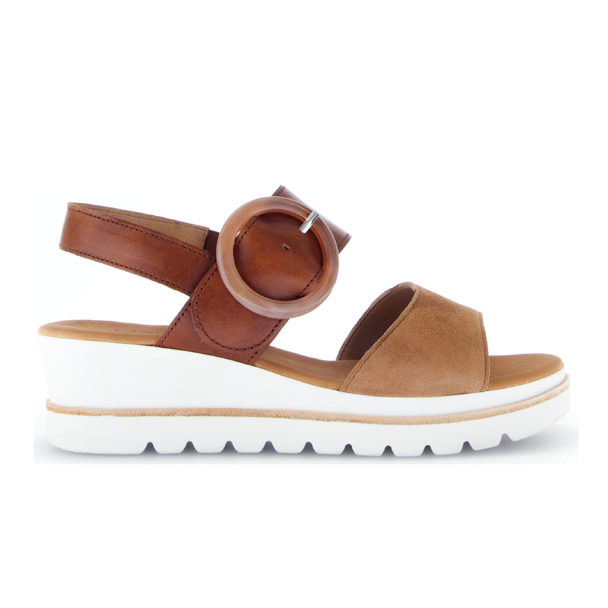 Gabor 645 Platform Wedge Sandal (Women) - Samtchevreau/Cuoio/Walnut Sandal - Heel/Wedge - The Heel Shoe Fitters