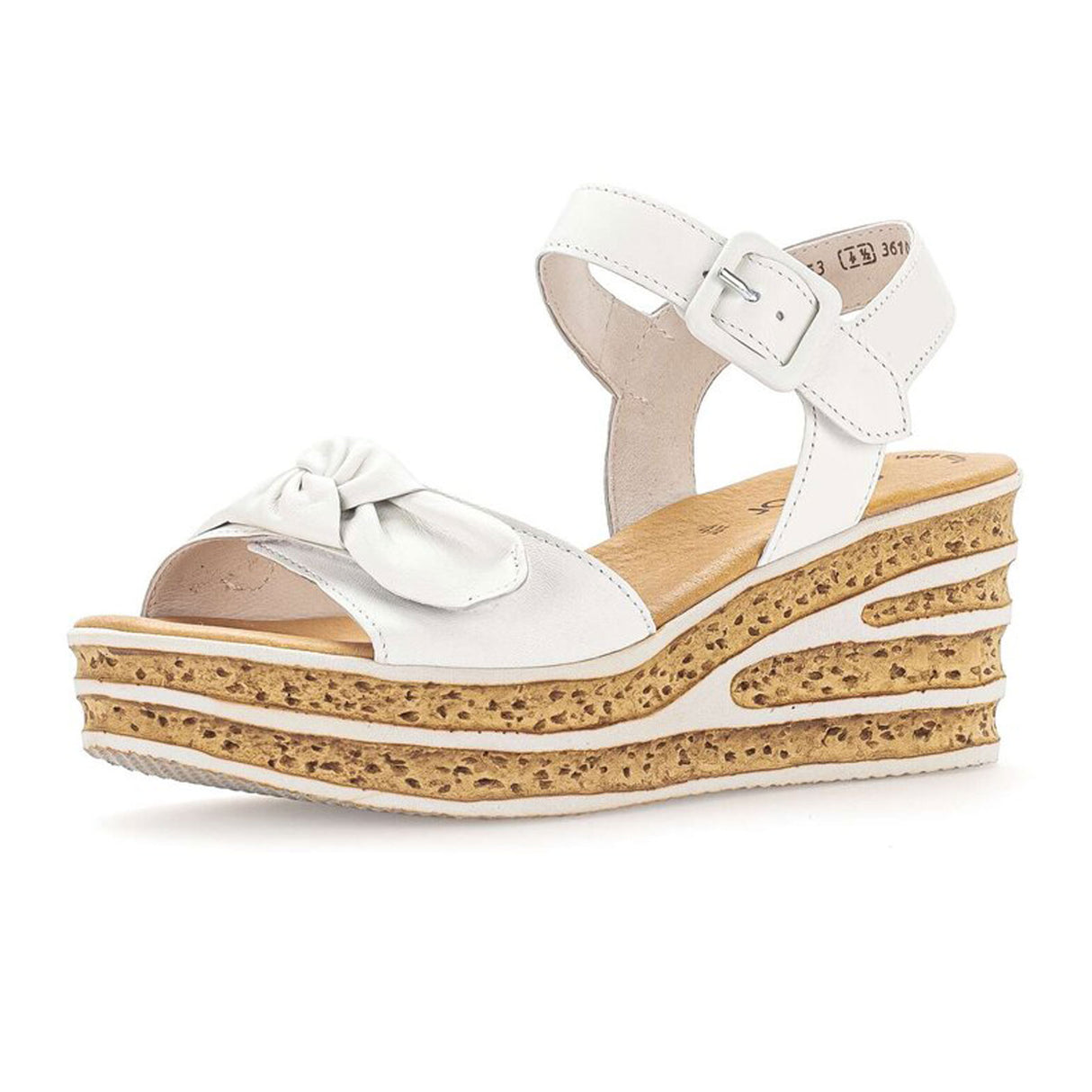 Gabor 653 Platform Wedge Sandal (Women) - White Lamn/Nappa Sandal - Heel/Wedge - The Heel Shoe Fitters