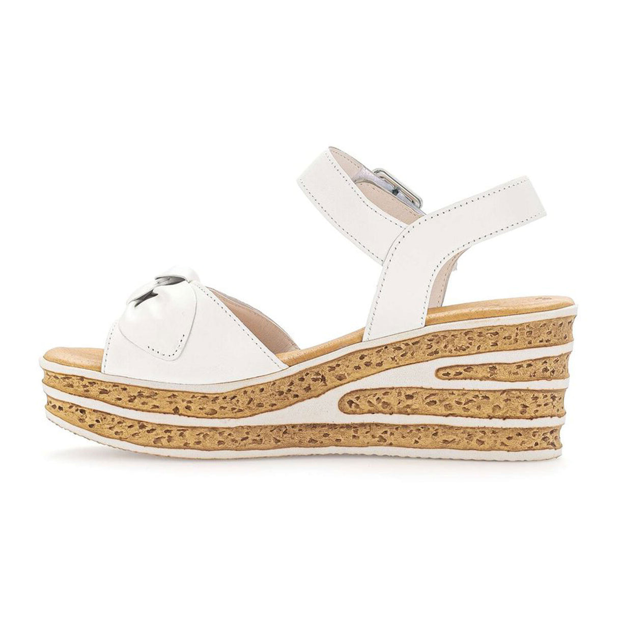 Gabor 653 Platform Wedge Sandal (Women) - White Lamn/Nappa Sandal - Heel/Wedge - The Heel Shoe Fitters
