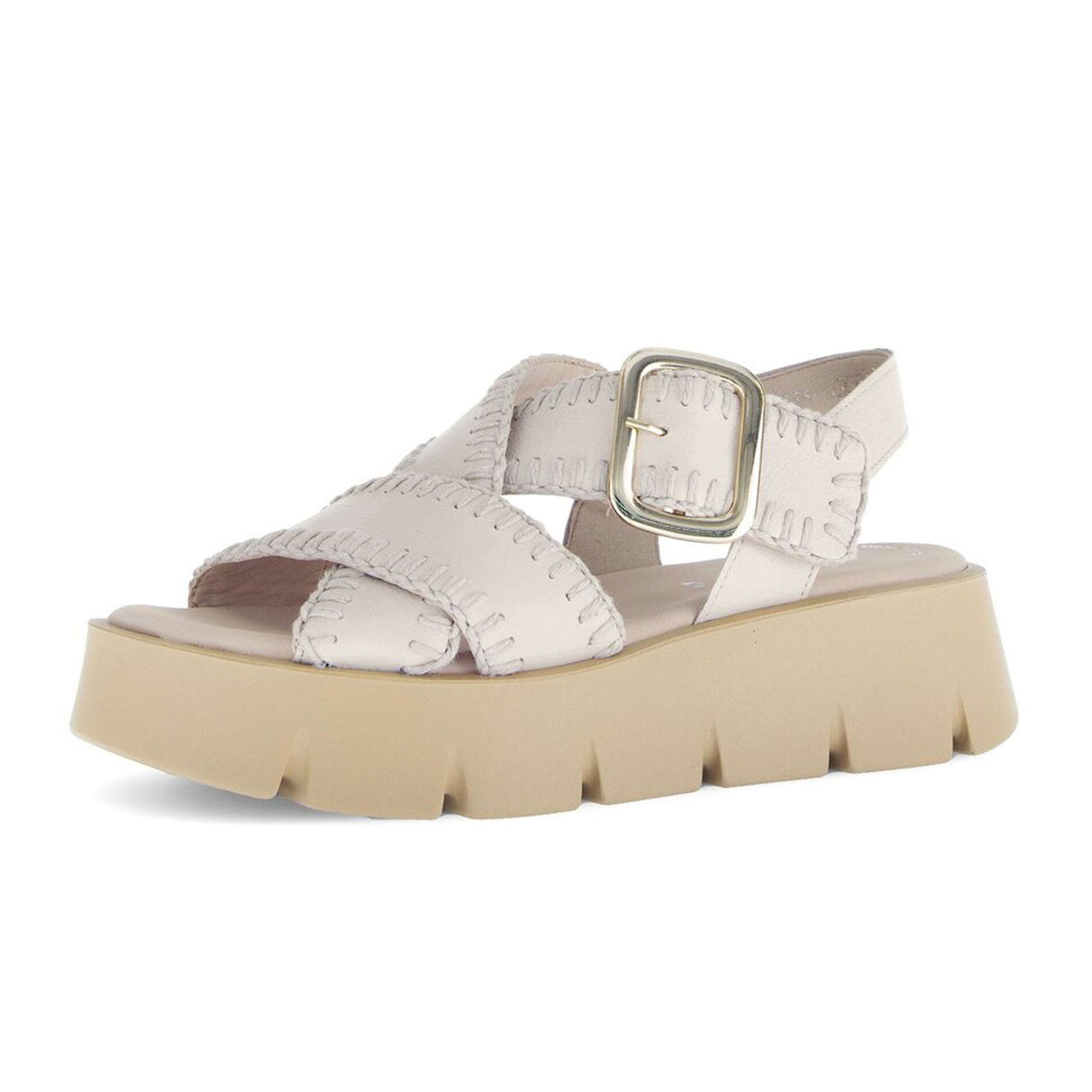 Gabor 751 Stitch Platform Backstrap Sandal (Women) - Cervo/Creme Sandal - Backstrap - The Heel Shoe Fitters