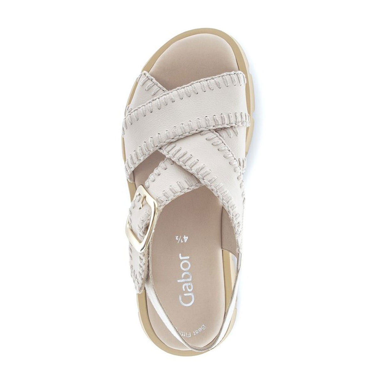 Gabor 751 Stitch Platform Backstrap Sandal (Women) - Cervo/Creme Sandal - Backstrap - The Heel Shoe Fitters