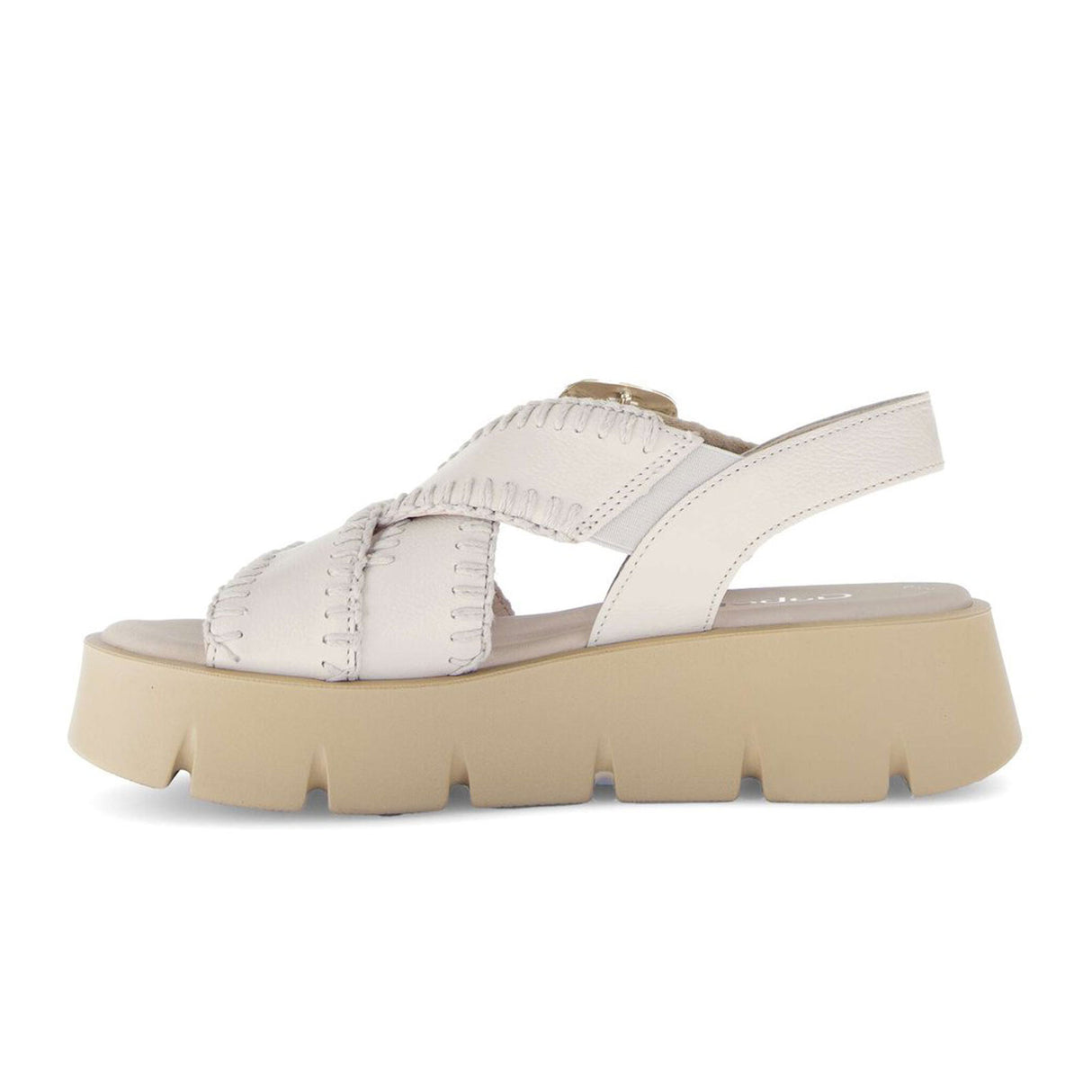 Gabor 751 Stitch Platform Backstrap Sandal (Women) - Cervo/Creme Sandal - Backstrap - The Heel Shoe Fitters