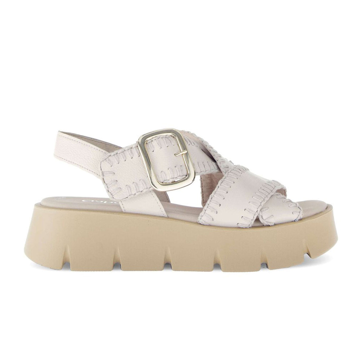 Gabor 751 Stitch Platform Backstrap Sandal (Women) - Cervo/Creme Sandal - Backstrap - The Heel Shoe Fitters