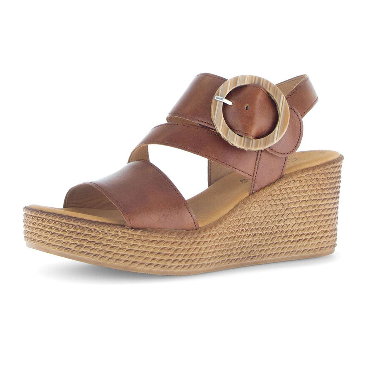 Gabor 770 Braided Wedge Sandal (Women) - Cuoio/Camel Sandal - Heel/Wedge - The Heel Shoe Fitters