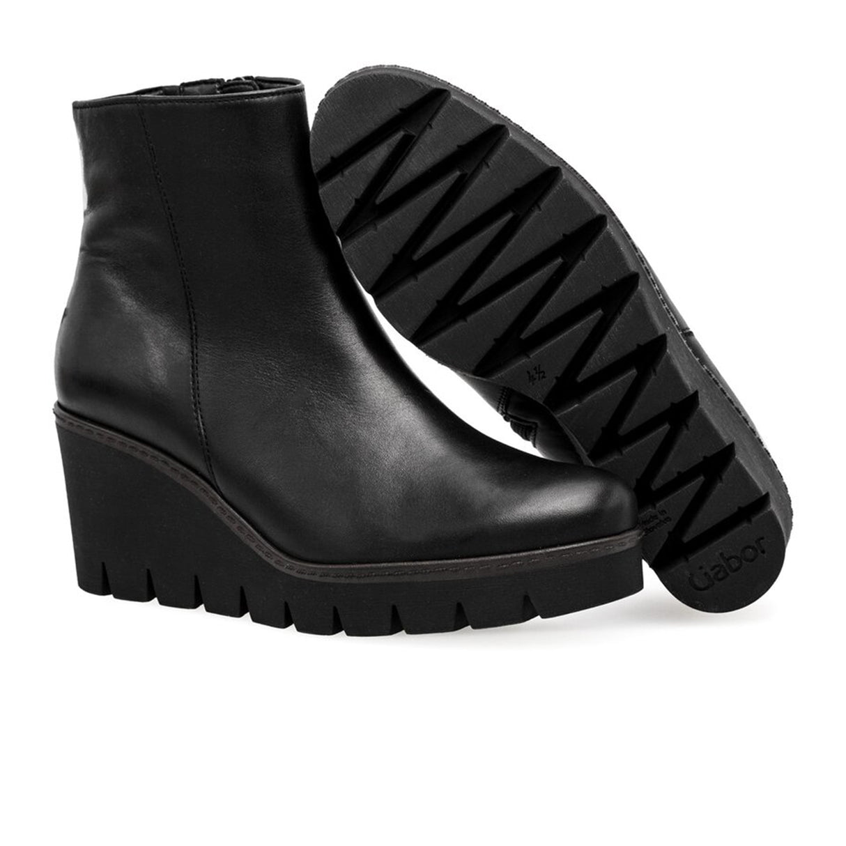 Gabor 780 Wedge Boot (Women) - Schwarz Leather Boots - Fashion - Wedge - The Heel Shoe Fitters