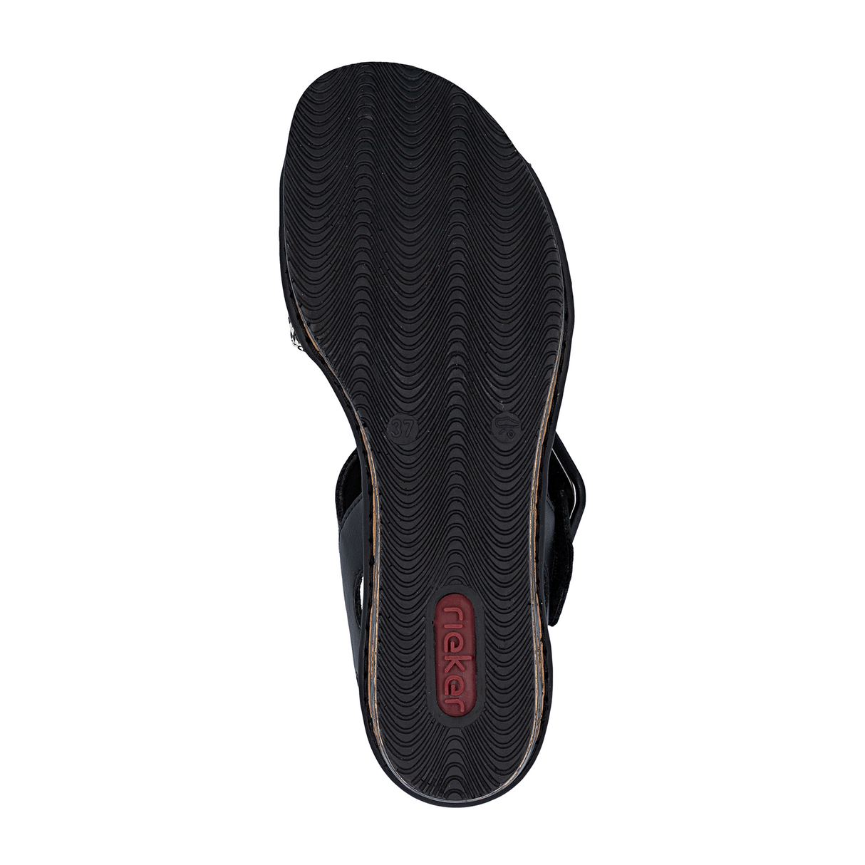 Rieker Rose 72 Wedge Sandal (Women) - Black Multi Sandal - Heel/Wedge - The Heel Shoe Fitters