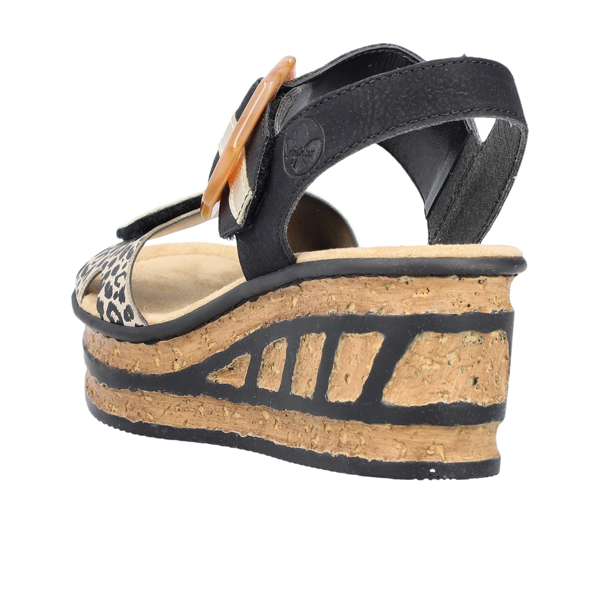 Rieker Rose 68176-00 Wedge Sandal (Women) - Ginger/Schwarz/Light Gold Sandal - Heel/Wedge - The Heel Shoe Fitters