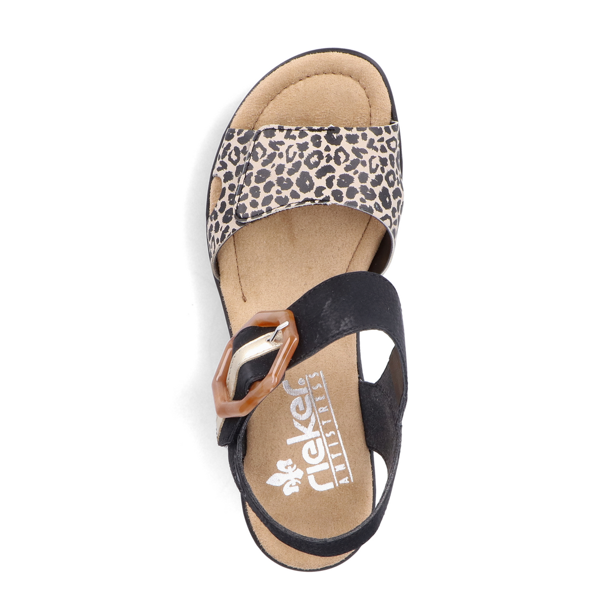 Rieker Rose 68176-00 Wedge Sandal (Women) - Ginger/Schwarz/Light Gold Sandal - Heel/Wedge - The Heel Shoe Fitters