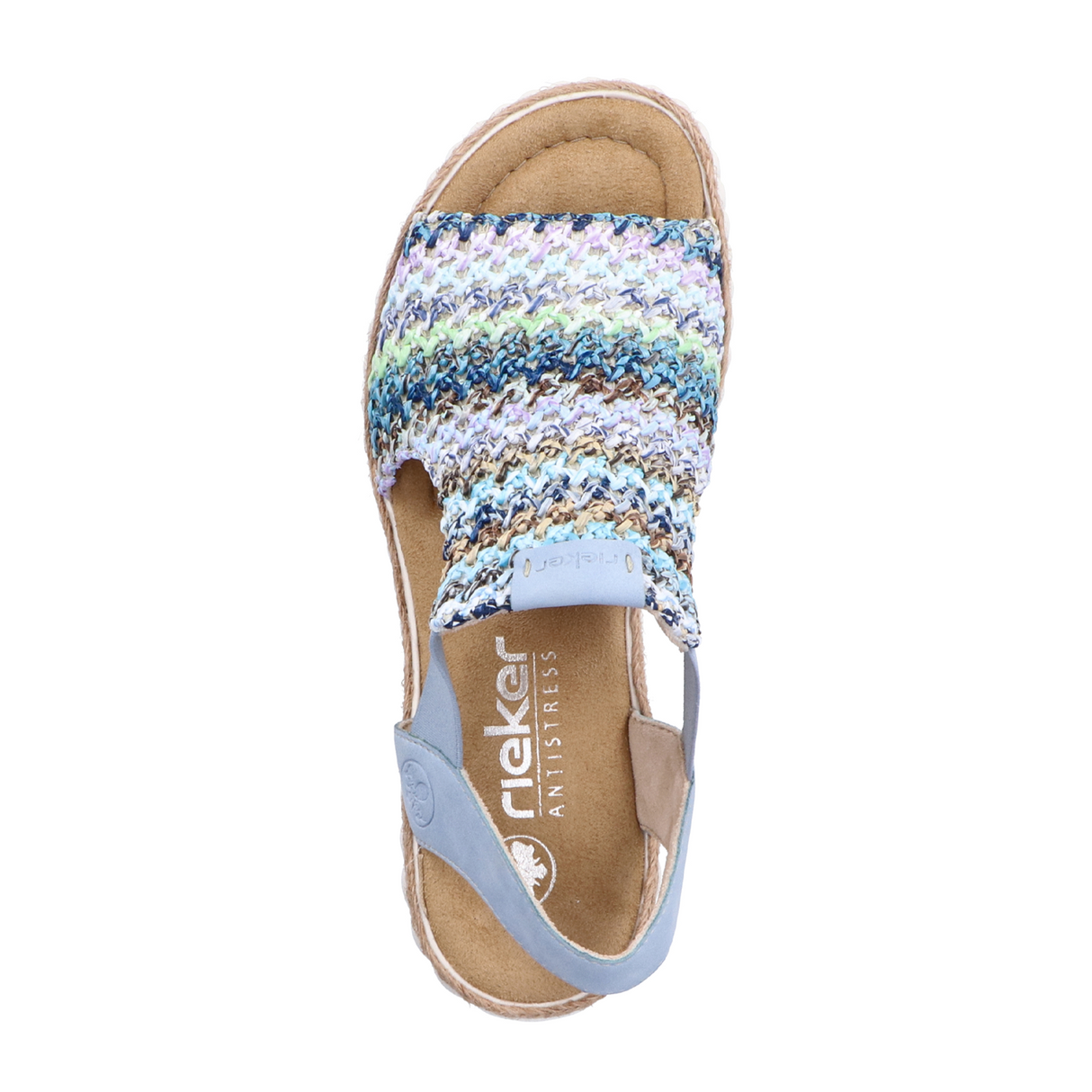 Rieker Rose 69172-91 Wedge Sandal (Women) - Blue Multi/Aqua Sandal - Heel/Wedge - The Heel Shoe Fitters