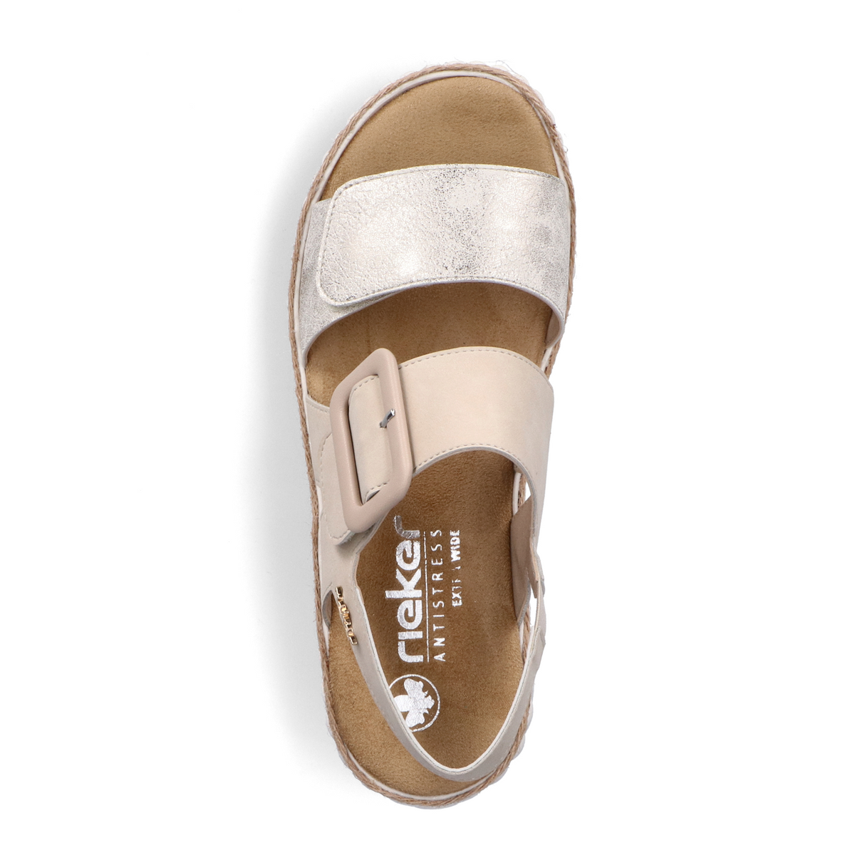 Rieker 69260 Rachel Wedge Sandal (Women) - Beige Gold Sandals - Heel/Wedge - The Heel Shoe Fitters