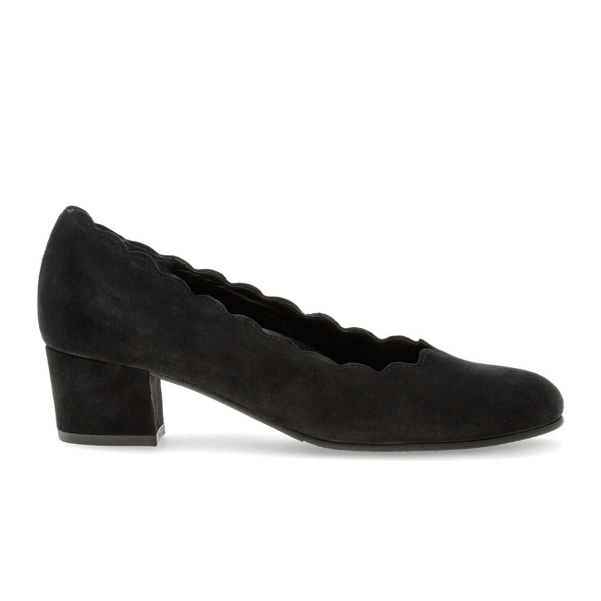 Gabor 221 Scalloped Pump (Women) - Black Suede Dress-Casual - Heels - The Heel Shoe Fitters