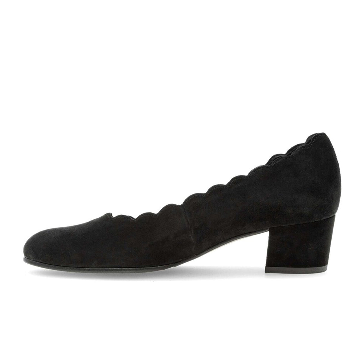 Gabor 221 Scalloped Pump (Women) - Black Suede Dress-Casual - Heels - The Heel Shoe Fitters