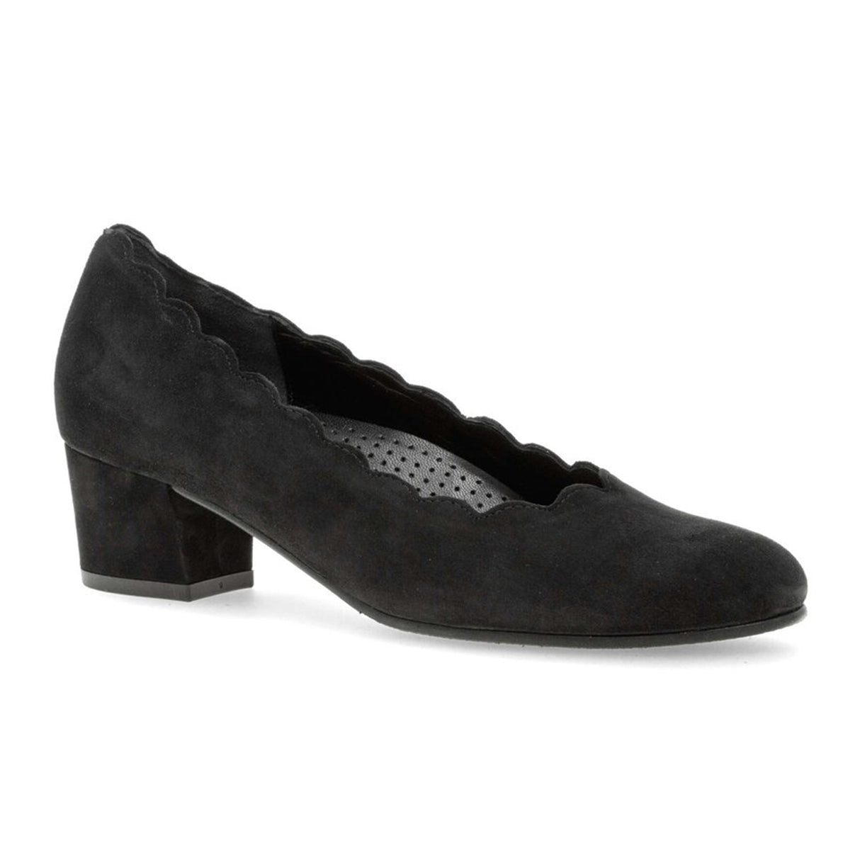 Gabor 221 Scalloped Pump (Women) - Black Suede Dress-Casual - Heels - The Heel Shoe Fitters