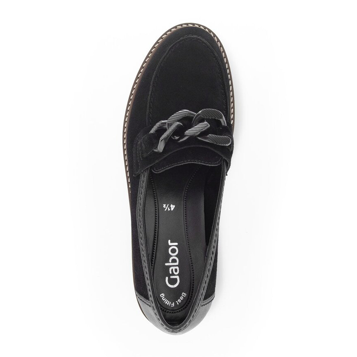 Gabor 240 Chain Loafer (Women) - Black Suede Dress-Casual - Loafers - The Heel Shoe Fitters