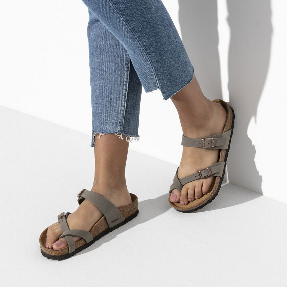 Birkenstock Mayari Sandal (Women) - Stone Birkibuc Sandal - Thong - The Heel Shoe Fitters