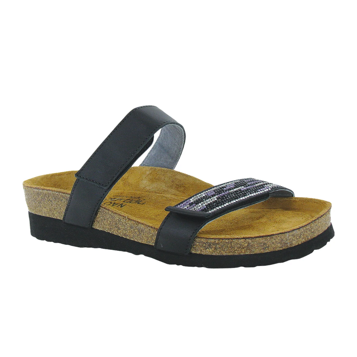 Naot Indiana Slide Sandal (Women) - Jet Black Leather