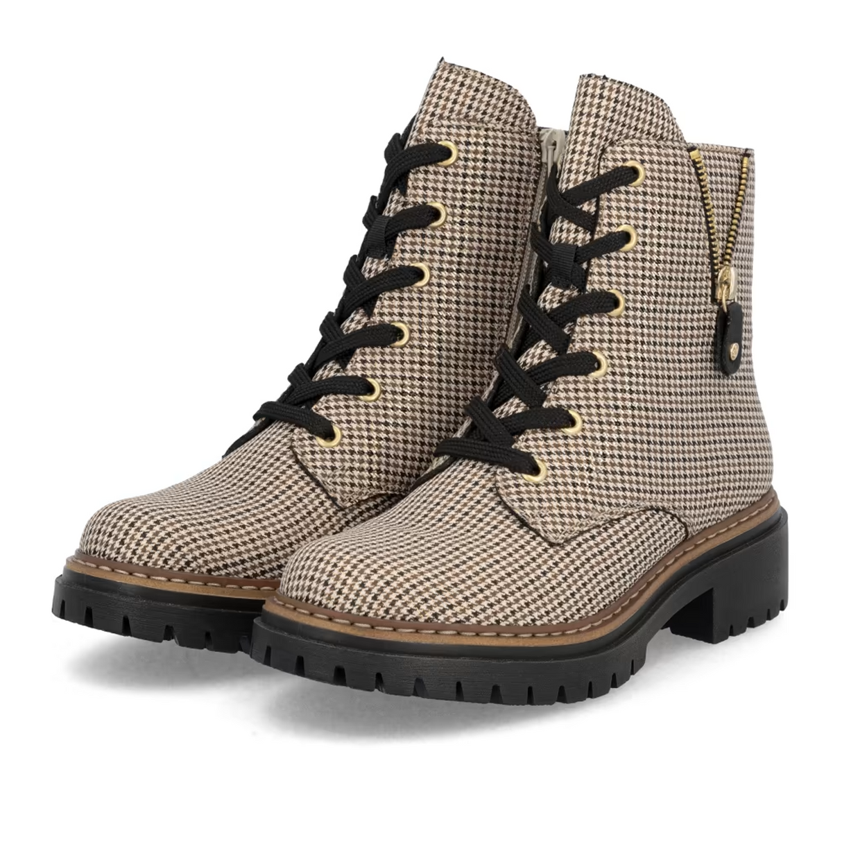 Rieker 72617 Pearl Boot (Women) - Beige Schwarz/Schwarz Caroni Boots - Casual - Mid - The Heel Shoe Fitters