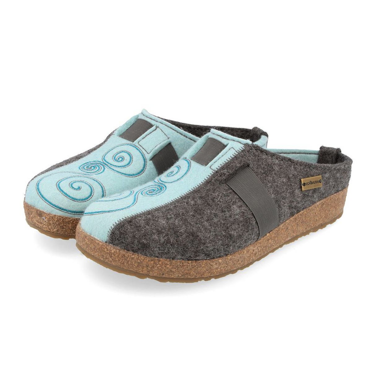 Haflinger Magic Clog (Women) - Grey/Aqua Dress-Casual - Clogs & Mules - The Heel Shoe Fitters
