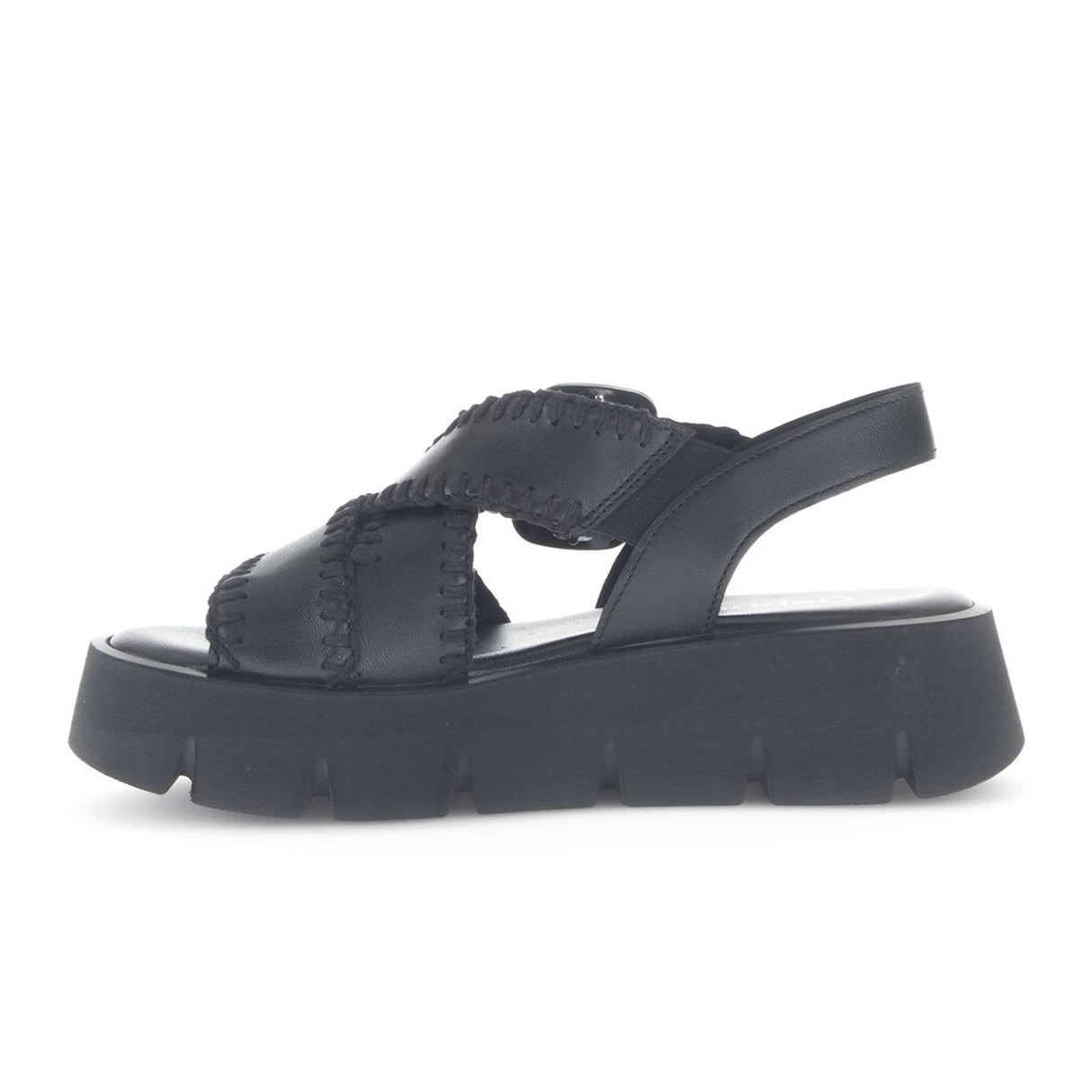 Gabor 751 Stitch Platform Backstrap Sandal (Women) - Lamm Nappa/Schwarz Sandal - Backstrap - The Heel Shoe Fitters